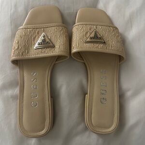 Guess Women's Beige Slide Sandals